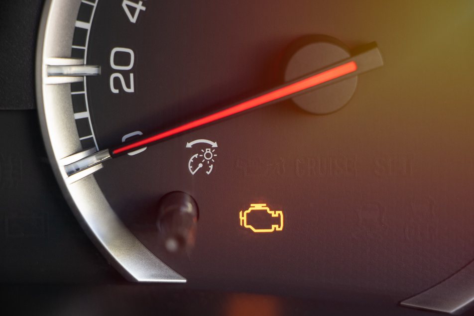 engine warning light on dashboard of vehicle