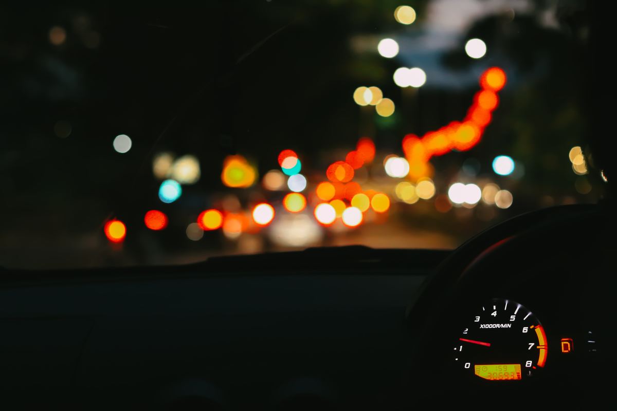 Car with Lights Driving in Night Countryside · Free Stock Photo