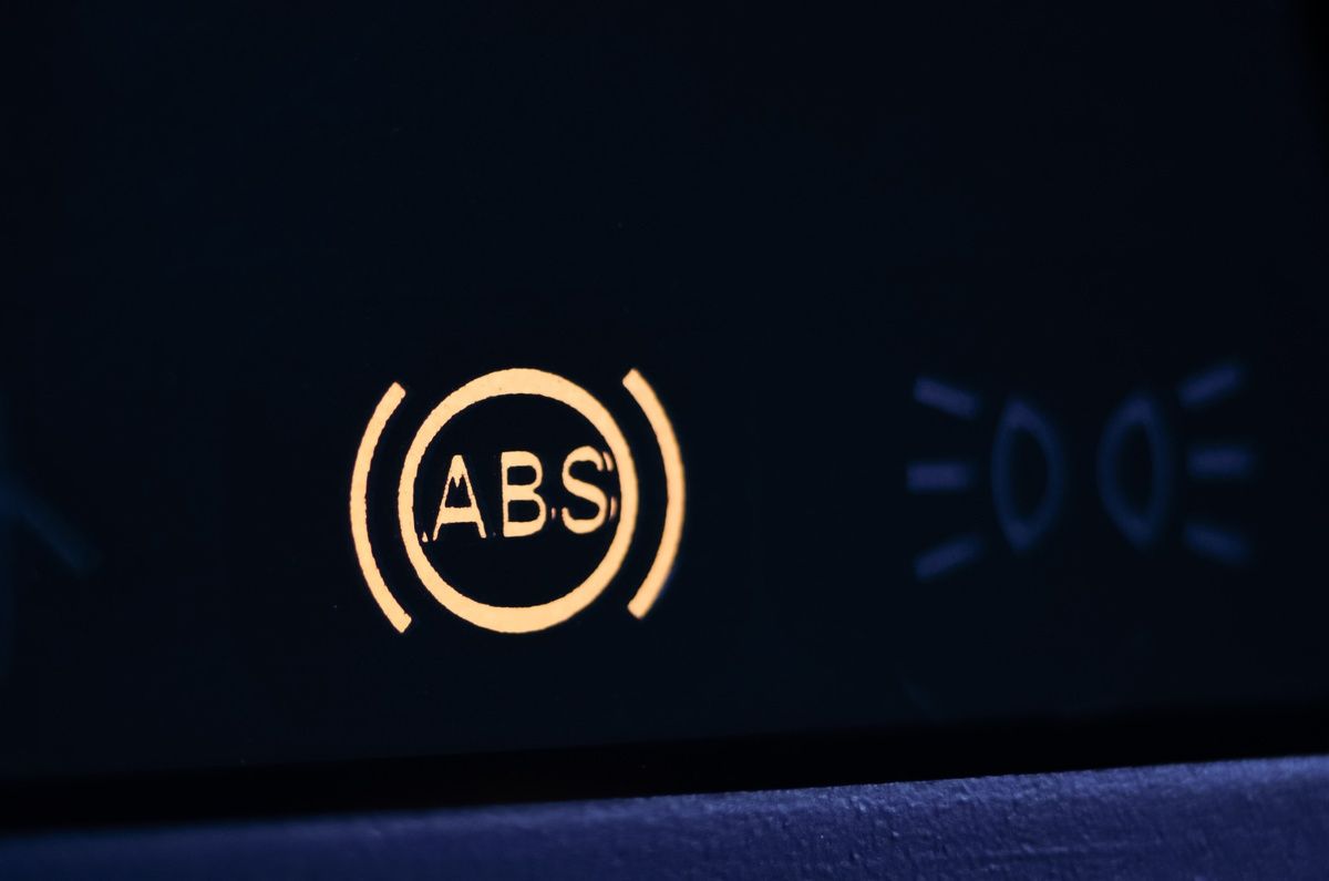anti lock brake system light on car dashboard