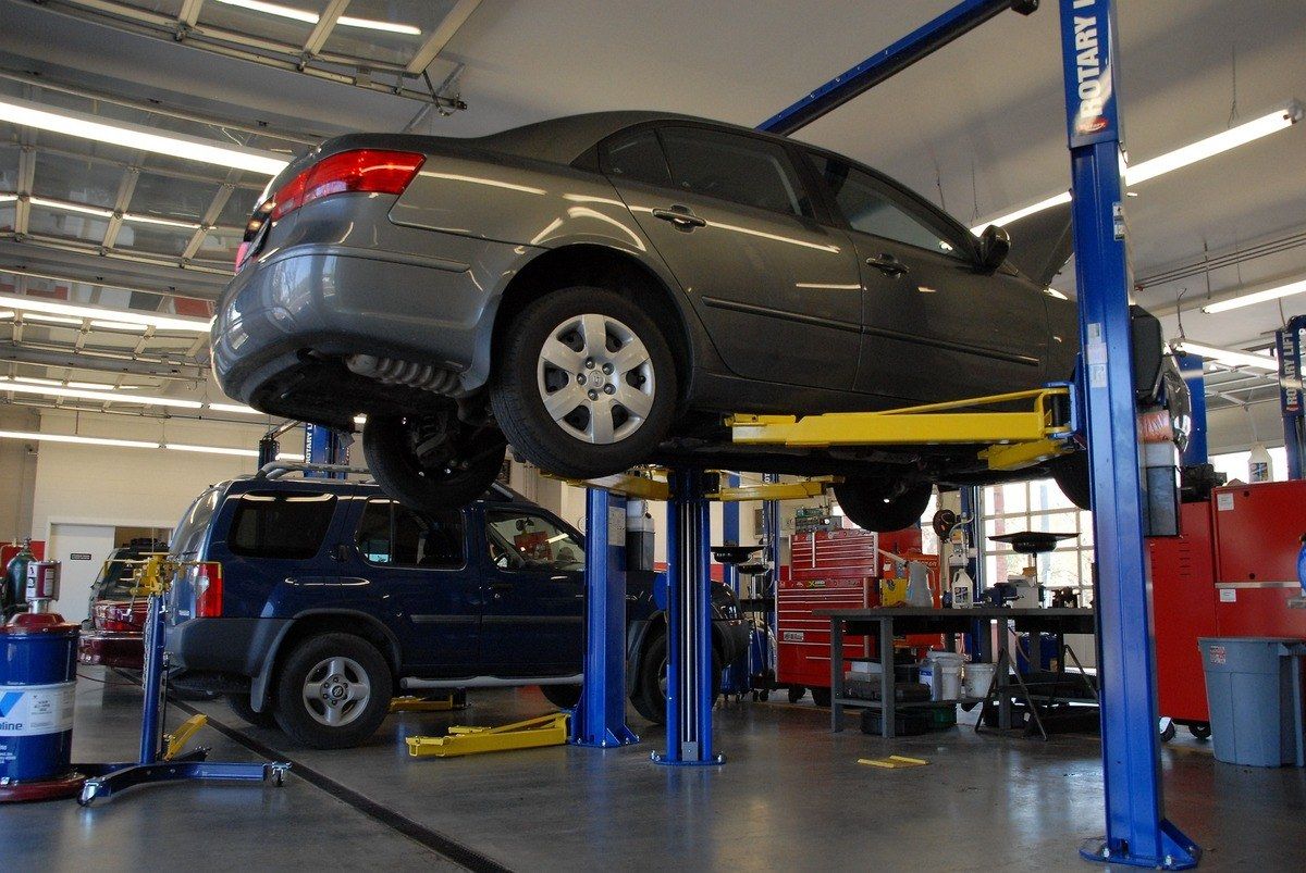vehicle being serviced at auto repair shop